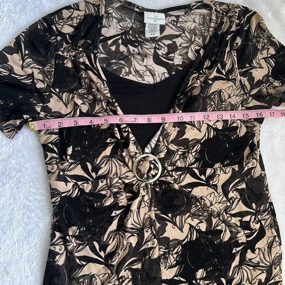 90’s Y2K Women’s Whimsigoth Witchy‎ Boho Abstract Floral Tapestry Stretch Top S - Picture 5 of 9